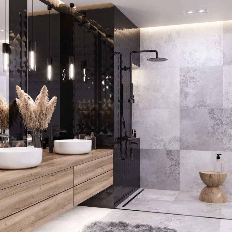 Zestaw natryskowy z termostatem kolumna corsan lugo deszczownica 25cm gunmetal