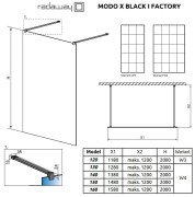 Kabina prysznicowa Radaway Modo X Black I Factory 140x200