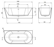 Wanna akrylowa narożna wolnostojąca prawa 160x75 Silia Deante