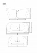 Wanna wolnostojąca corsan nauti 160 x 75 cm korek klik-klak szczotkowane złoto
