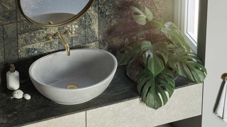 Umywalka kamienna nablatowa Kelud AD naturalnie szary marmur