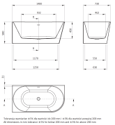Wanna akrylowa narożna wolnostojąca lewa 140x73 Silia Deante