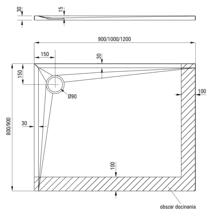 Brodzik akrylowy prostokątny 80x90 cm Kerria Plus Deante