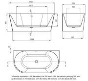 Wanna akrylowa przyścienna/wolnostojąca 150 cm Silia Deante
