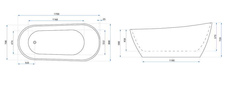 Wanna akrylowa wolnostojąca biała Cori 170 REA