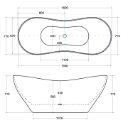 Wanna wolnostojąca Besco VIYA GLAM 160x70 srebrna