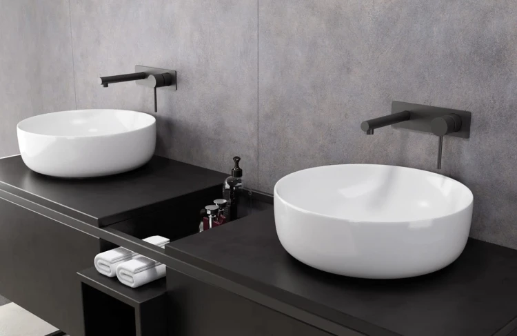 Bateria umywalkowa podtynkowa corsan cmb7515bl lugo czarna z wylewką