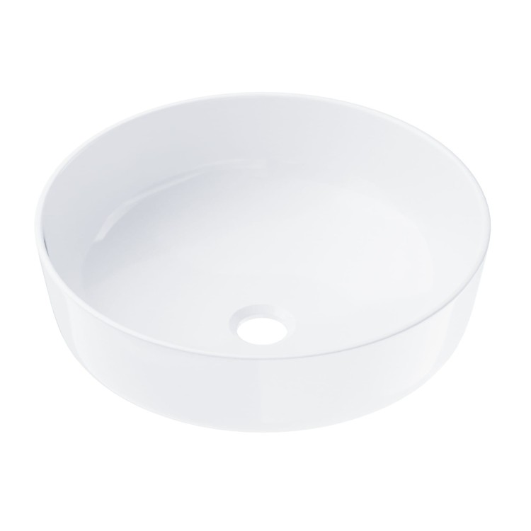 Umywalka nablatowa corsan okrągła 415x415x135 mm z korkiem klik-klak złotym