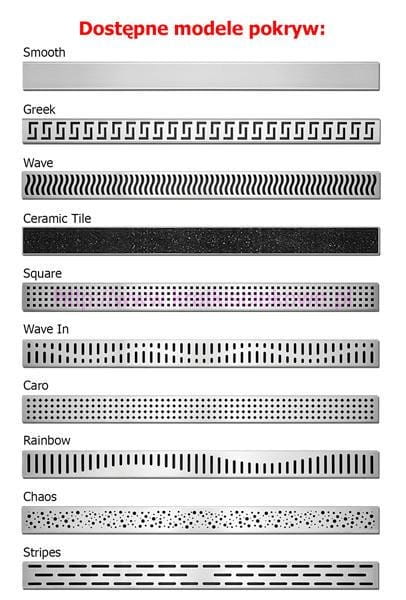 Odpływ liniowy z flanszą i metalowym syfonem Kesmet 110 cm z rusztem Rainbow
