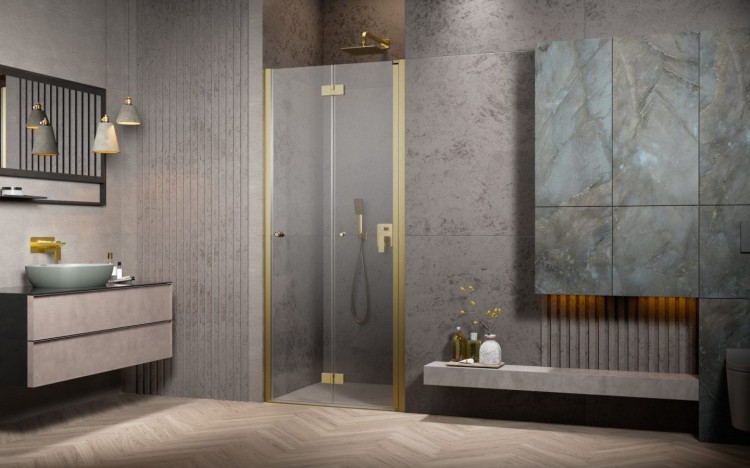 Drzwi prysznicowe Radaway Nes Brushed Gold DWB prawe