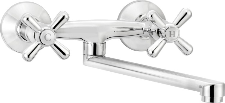 Bateria kuchenna ścienna chrom Symetrio Deante