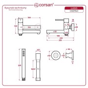 Bateria wannowa ścienna lugo cmz7541bsl z zestawem natryskowym stal szczotkowana