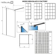Kabina Radaway Modo New Black II Factory 90x200 szkło przejrzyste