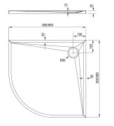 Brodzik akrylowy półokrągły 80x80 Kerria Plus Deante