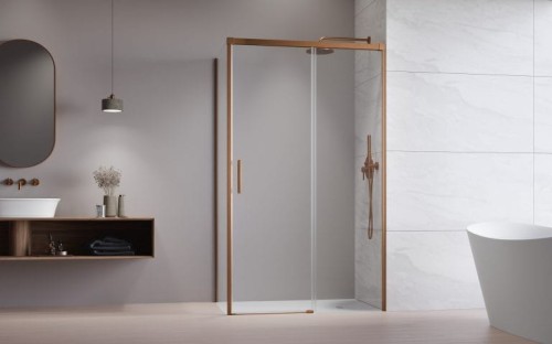 Kabina prysznicowa Idea Brushed Copper KDJ Radaway prawa przejrzysta