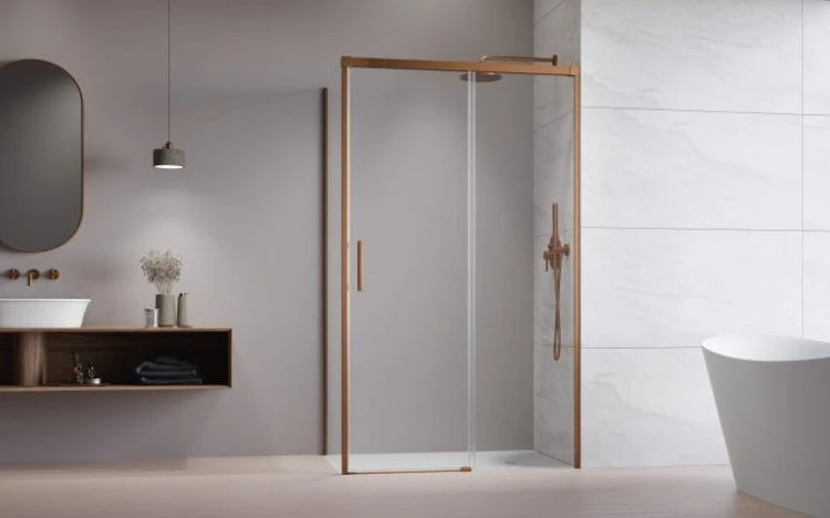 Kabina prysznicowa Idea Brushed Copper KDJ Radaway prawa przejrzysta