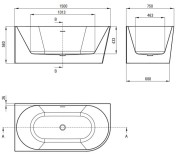 Wanna akrylowa narożna wolnostojąca lewa 150x75 Silia Deante