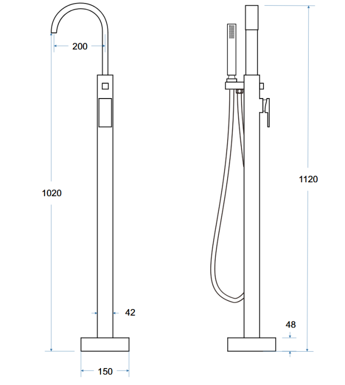 Bateria wannowa wolnostojąca Besco MODERN II czarny mat