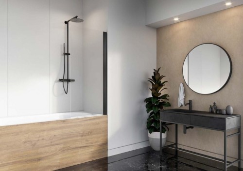 Parawan nawannowy Radaway Nes Black PNJ I 80x150 prawy przejrzysty