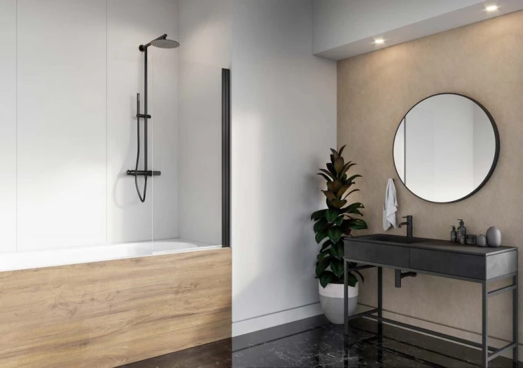 Parawan nawannowy Radaway Nes Black PNJ I 80x150 prawy przejrzysty