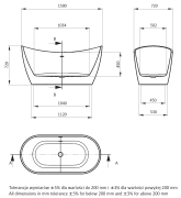 Wanna akrylowa wolnostojąca owalna 150x72 Arnika Deante