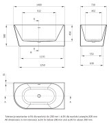 Wanna akrylowa narożna wolnostojąca prawa 140x73 Silia Deante