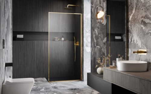 Kabina prysznicowa walk-in Radaway Modo F SL Gold II prawa złota