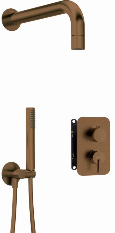 Zestaw prysznicowy podtynkowy z BOXem szczotkowany brąz Silia Deante