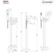 Bateria wannowa wolnostojąca ango cmb3020gm gunmetal