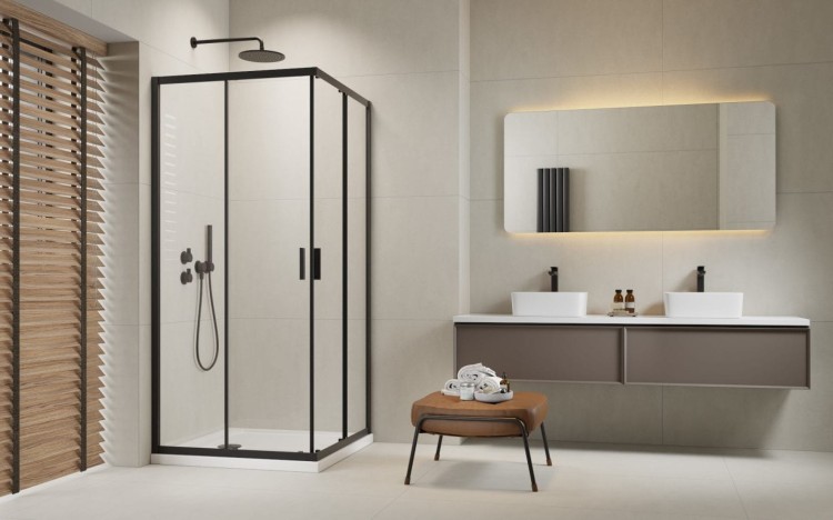 Kabina prysznicowa Radaway Alienta Black C 90x90x190 przejrzysta