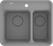 Zlewozmywak granitowy 1.5-komorowy szary metalik Momi Deante