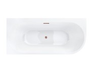 Wanna wolnostojąca narożna corsan intero 150 x 74 z szeroką krawędzią montaż lewostronny korek klik-klak miedziany / różowe złot