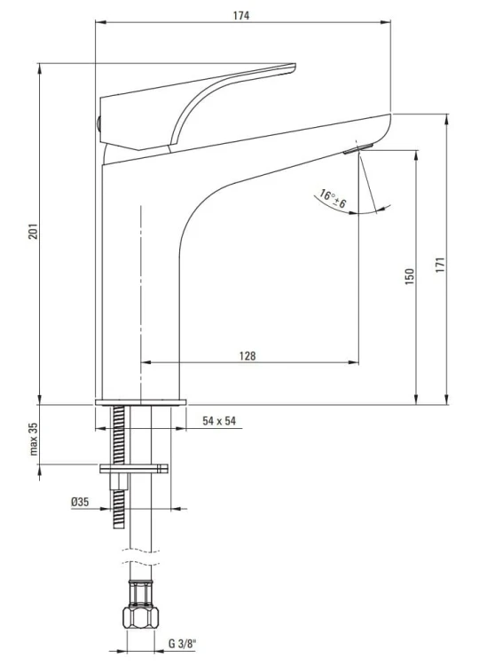 Bateria umywalkowa wysoka czarna nero Hiacynt Deante