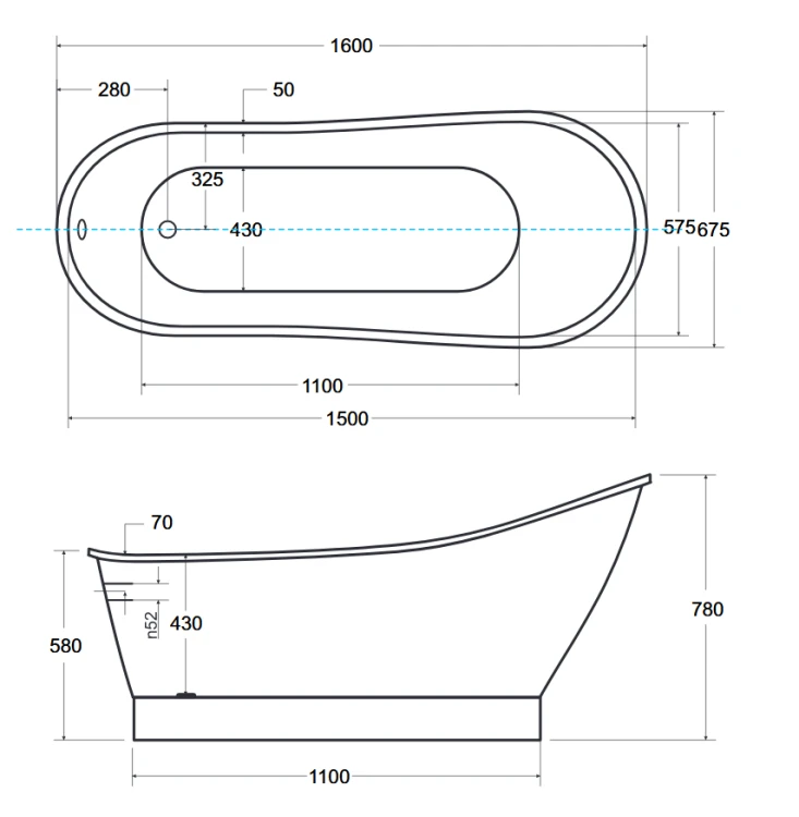 Wanna wolnostojąca Besco GLORIA GLAM 160x68 srebrna