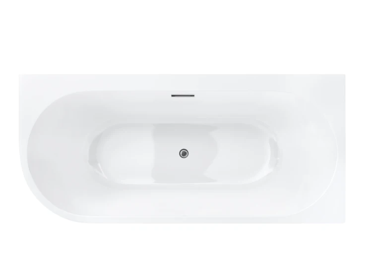 Wanna wolnostojąca narożna corsan intero 150 x 74 z szeroką krawędzią montaż prawostronny korek klik-klak chrom