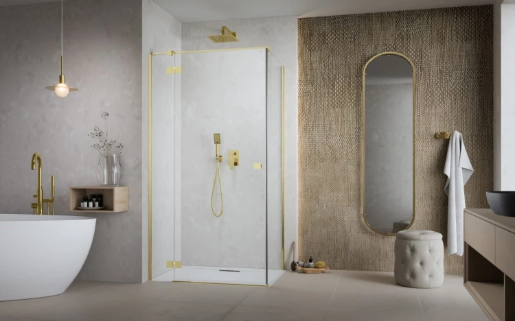 Kabina prysznicowa Radaway Essenza 8 Gold KDJ lewa przejrzysta