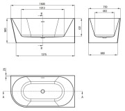 Wanna akrylowa narożna wolnostojąca prawa 150x75 Silia Deante