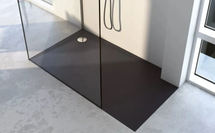 Brodzik prostokątny LIBRA Black Stone 70x80 Schedpol Schedline, czarny