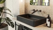 Umywalka kamienna nablatowa Etna AD naturalnie czarny granit