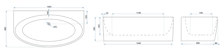 Wanna akrylowa przyścienna narożna Malta 170 REA