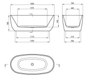 Wanna akrylowa wolnostojąca owalna 160x75 Alpinia Deante