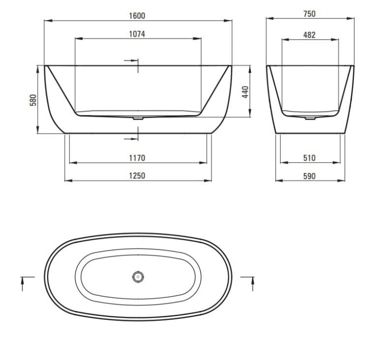 Wanna akrylowa wolnostojąca owalna 160x75 Alpinia Deante