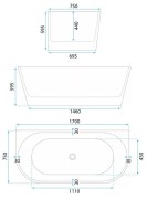 Wanna akrylowa przyścienna Capri 170x75 cm REA