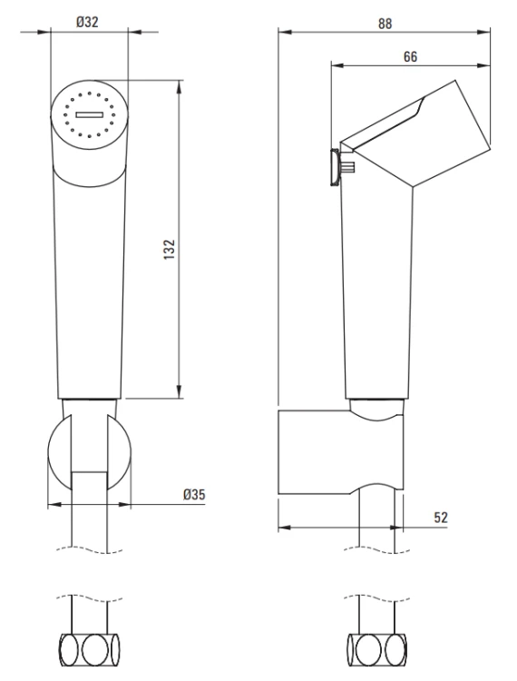 Zestaw bidetta punktowy z uchwytem na słuchawkę chrom Deante
