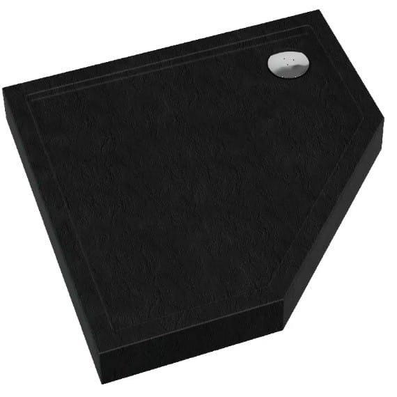 Brodzik pięciokątny Cameron Black Stone 90x90 Schedpol Schedline, czarny