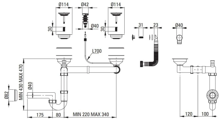 Zlewozmywak granitowy magnetyczny 1,5-komorowy bez ociekacza - alabaster Deante Magnetic