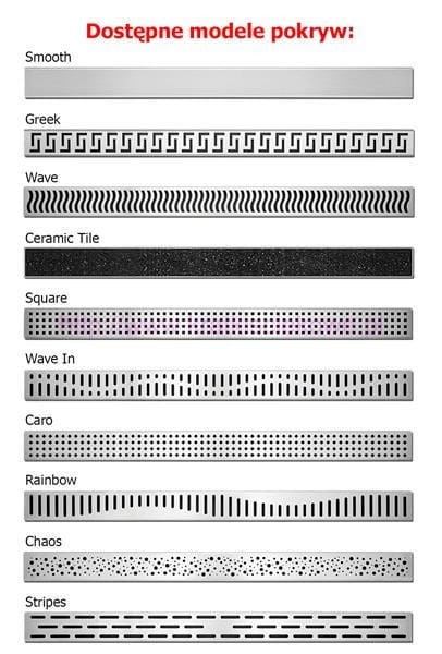 Odpływ liniowy ścienny z flanszą Kesmet 110 cm z rusztem Rainbow