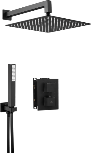 Deante Box Komplet z boxem podtynkowym termostatycznym kwadratowy Nero