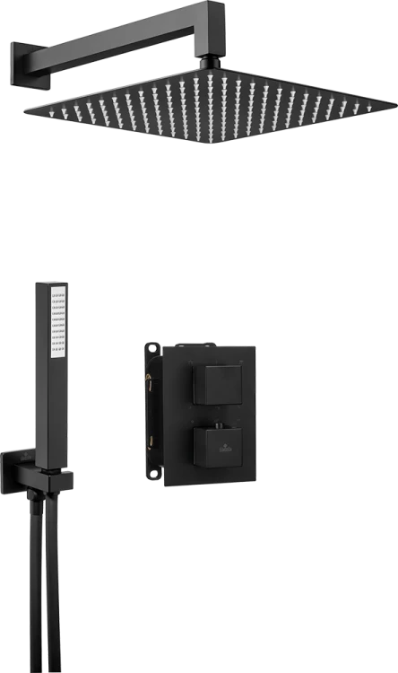 Deante Box Komplet z boxem podtynkowym termostatycznym kwadratowy Nero