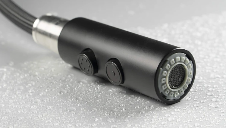 Bateria kuchenna z wyciąganą wylewką Olfato Deante nero czarna